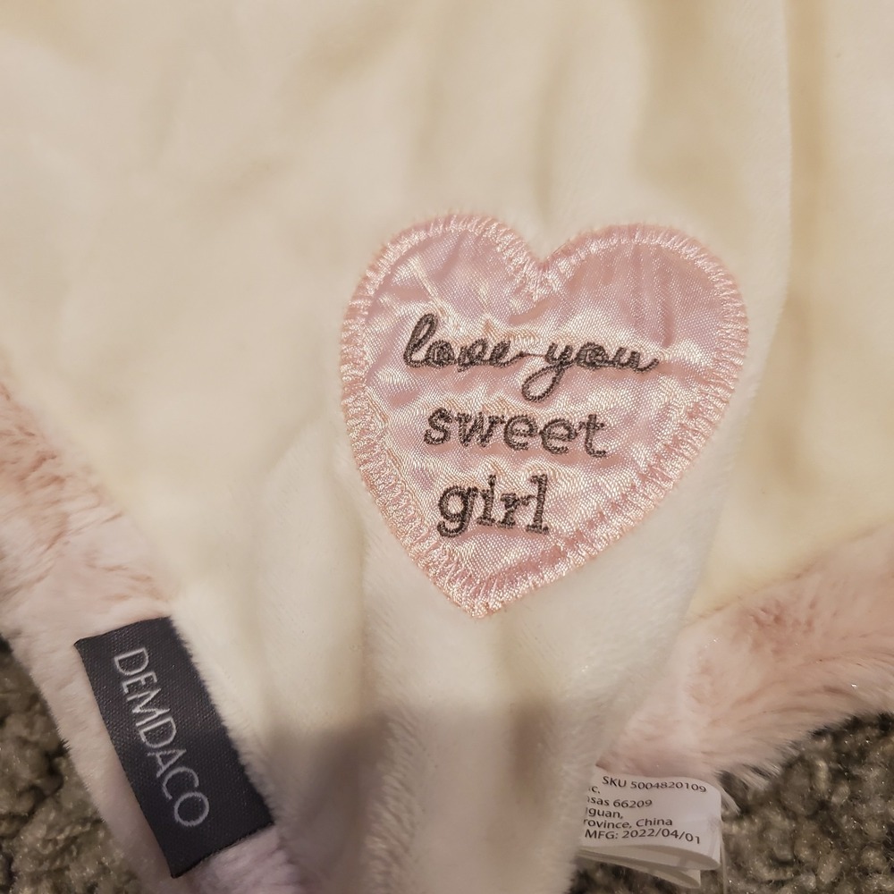 NEW Demdaco Teddy Bear Lovey Security Blanket "Love You Sweet Girl" Super Soft!‎ - Picture 3 of 6